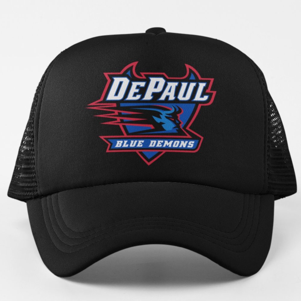 NEW DePaul Blue Demons Foam Trucker Snapback Hat BLACK